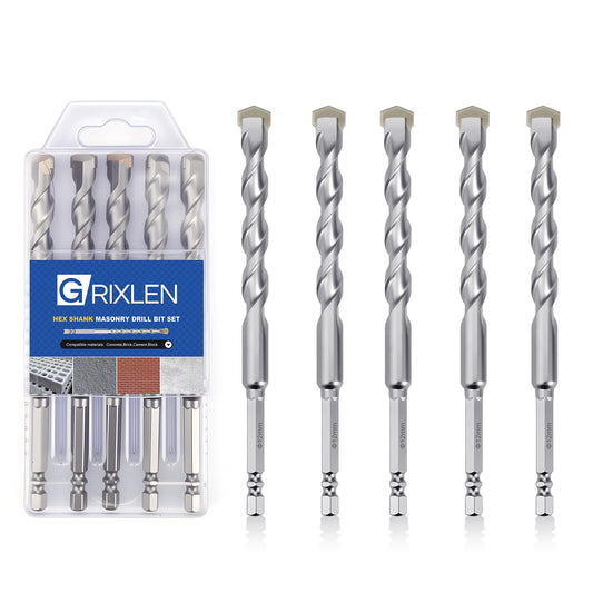 3 Pack 1/4"(6mm) Hex Shank Hammer Drill Masonry Bits, 4.3" Length Masonry Drill Bits for Concrete, Cement, Brick, Stone (3 Pieces, 1/4" x 4.3" (6x110mm))