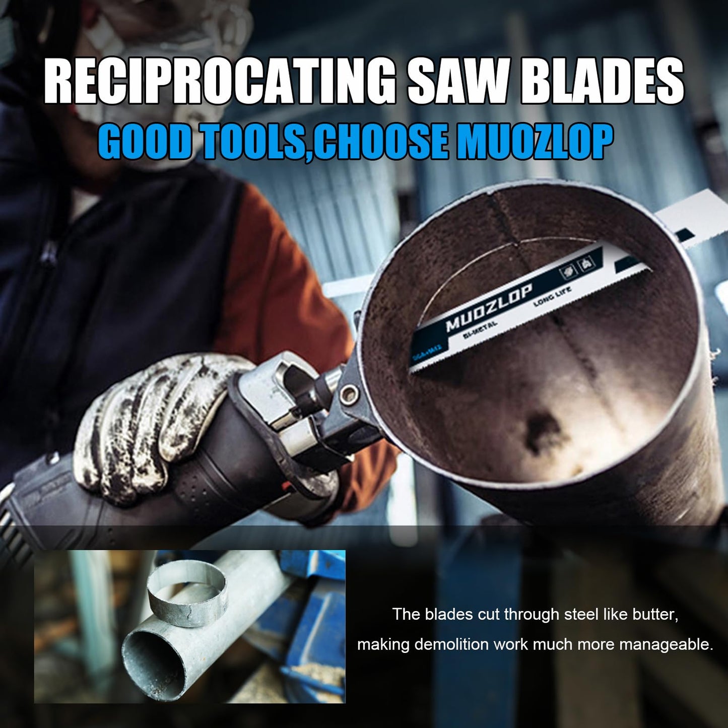 5 Pack 9 inch Reciprocating Saw Blades Set, 6TPI High Carbon Saw Blades, Woodcutting Saw Blades with Organizer Case (5, 6TPI/9 inch)