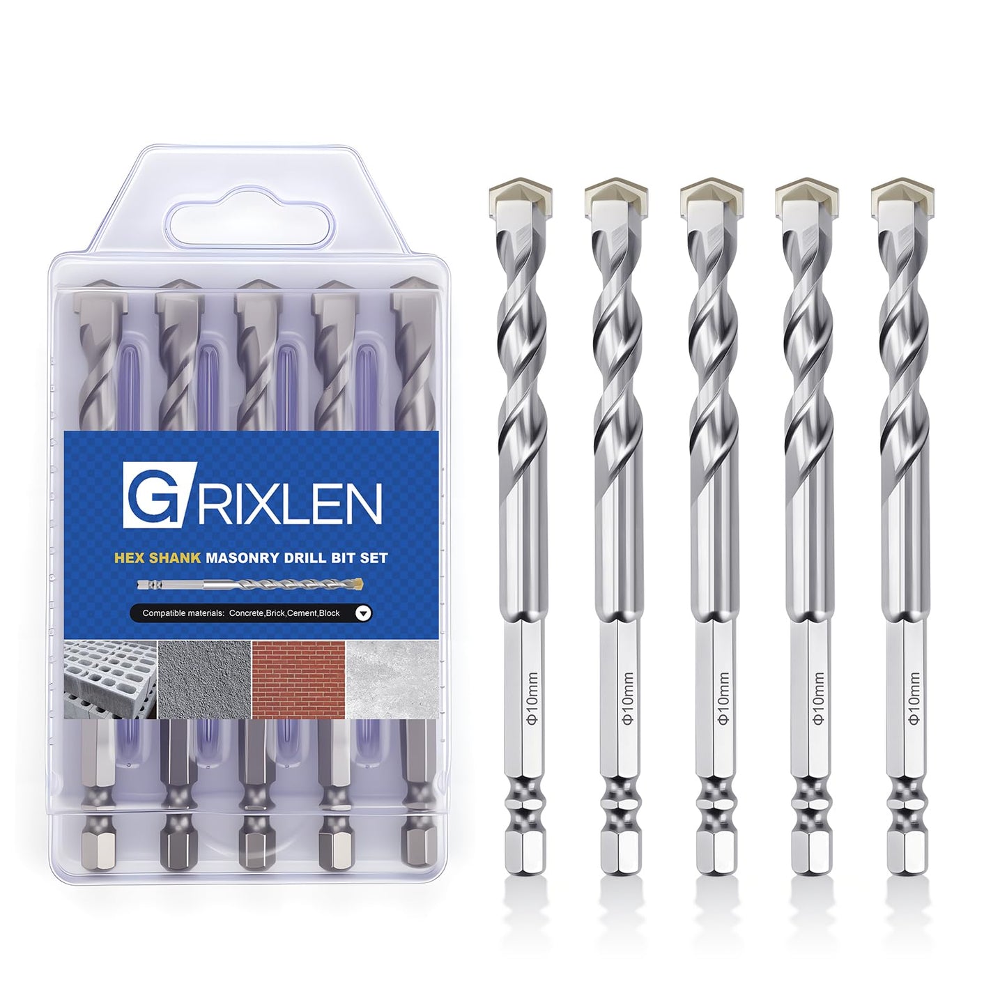 3 Pack 1/4"(6mm) Hex Shank Hammer Drill Masonry Bits, 4.3" Length Masonry Drill Bits for Concrete, Cement, Brick, Stone (3 Pieces, 1/4" x 4.3" (6x110mm))