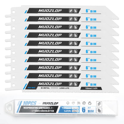 5er-Pack 9-Zoll-Säbelsägeblätter-Set, 6TPI-Sägeblätter aus Kohlenstoffstahl, Holzsägeblätter mit Organizer-Box (5, 6TPI/9 Zoll)