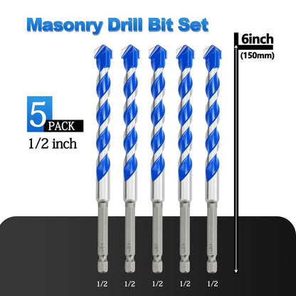 5er-Pack 5/32" Mauerbohrer-Set, Betonbohrer-Set, Betonbohrer für Beton, Fliesen, Ziegel, Zement, Glas (Sechskantschaft, 5/32 Zoll (5er-Pack))