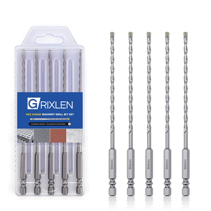 3er-Pack 1/4"(6mm) Sechskantschaft Hammerbohrer Steinbohrer, 110mm Länge Steinbohrer für Beton, Zement, Ziegel, Stein (3 Stück, 1/4" x 4.3" (6x110mm))