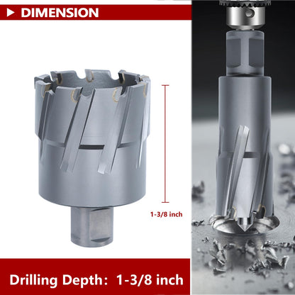 3" x 1-3/8" Hohlbohrer mit Weldon-Schaft, 75mm Hartmetall-Hohlbohrer für Edelstahl, Eisen (1-3/8" Schnitttiefe, 3" (75mm) Durchmesser)