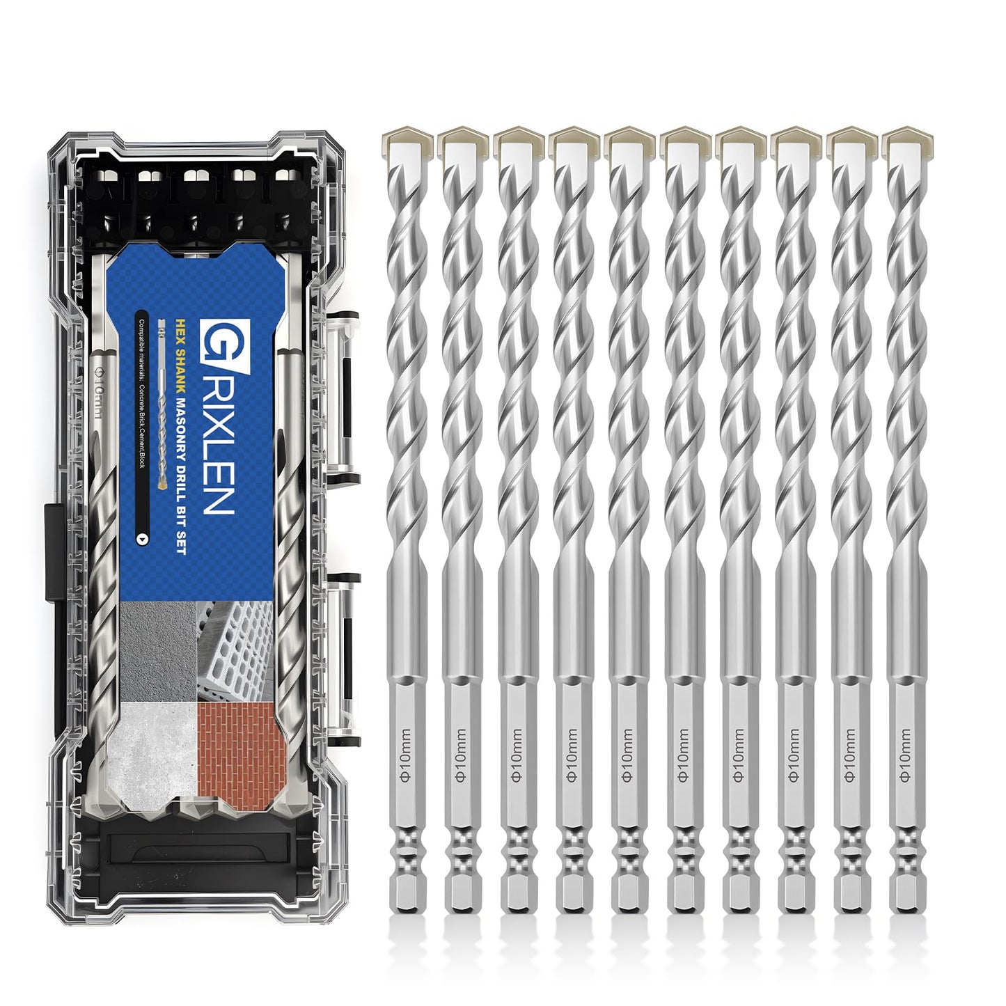 3 Pack 1/4"(6mm) Hex Shank Hammer Drill Masonry Bits, 4.3" Length Masonry Drill Bits for Concrete, Cement, Brick, Stone (3 Pieces, 1/4" x 4.3" (6x110mm))