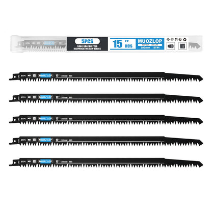 5er-Pack 9-Zoll-Säbelsägeblätter-Set, 6TPI-Sägeblätter aus Kohlenstoffstahl, Holzsägeblätter mit Organizer-Box (5, 6TPI/9 Zoll)