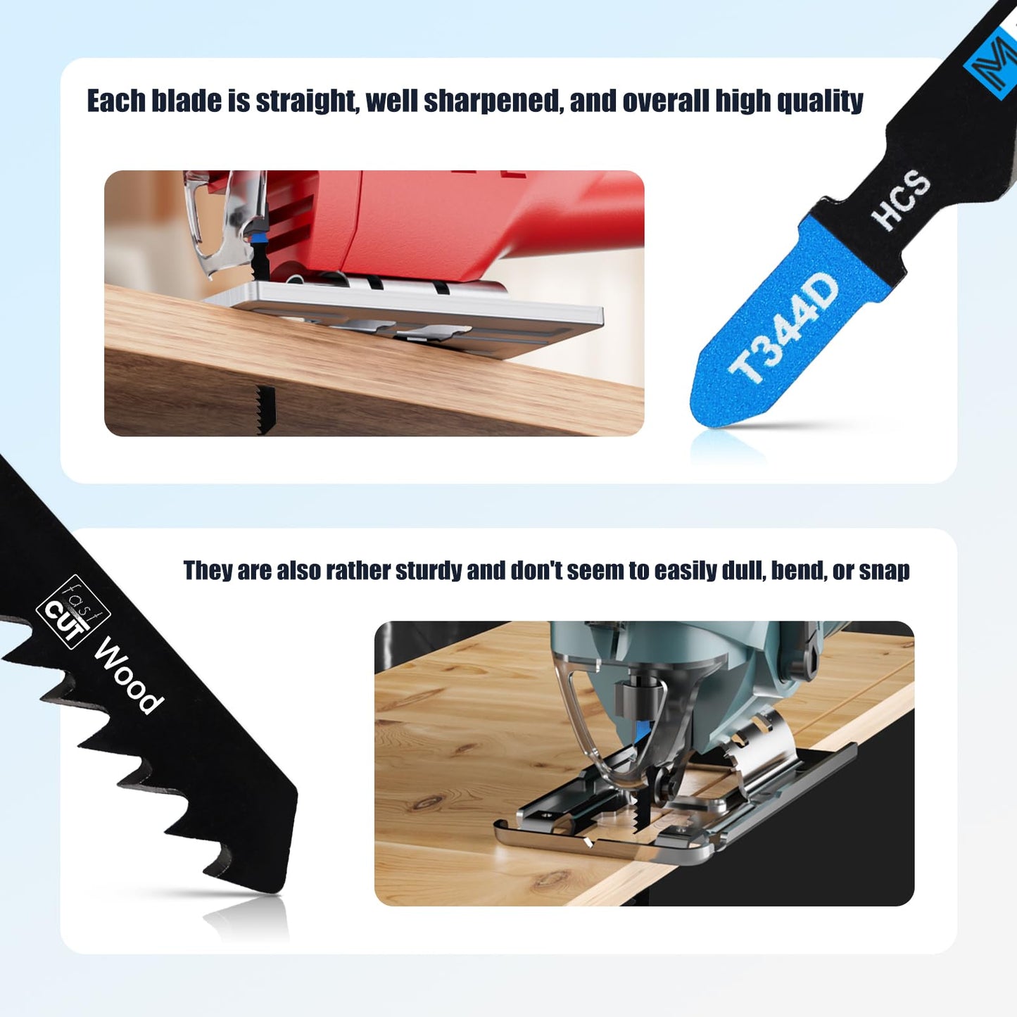 MUOZLOP20pcsT118A Jigsaw Blades，21TPI Jig Saw Blades with Storage Case,T-Shank jig Saw Blades for Metal Cutting (20pcsT118A)
