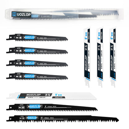 5er-Pack 9-Zoll-Säbelsägeblätter-Set, 6TPI-Sägeblätter aus Kohlenstoffstahl, Holzsägeblätter mit Organizer-Box (5, 6TPI/9 Zoll)