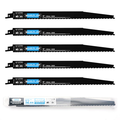 5er-Pack 9-Zoll-Säbelsägeblätter-Set, 6TPI-Sägeblätter aus Kohlenstoffstahl, Holzsägeblätter mit Organizer-Box (5, 6TPI/9 Zoll)