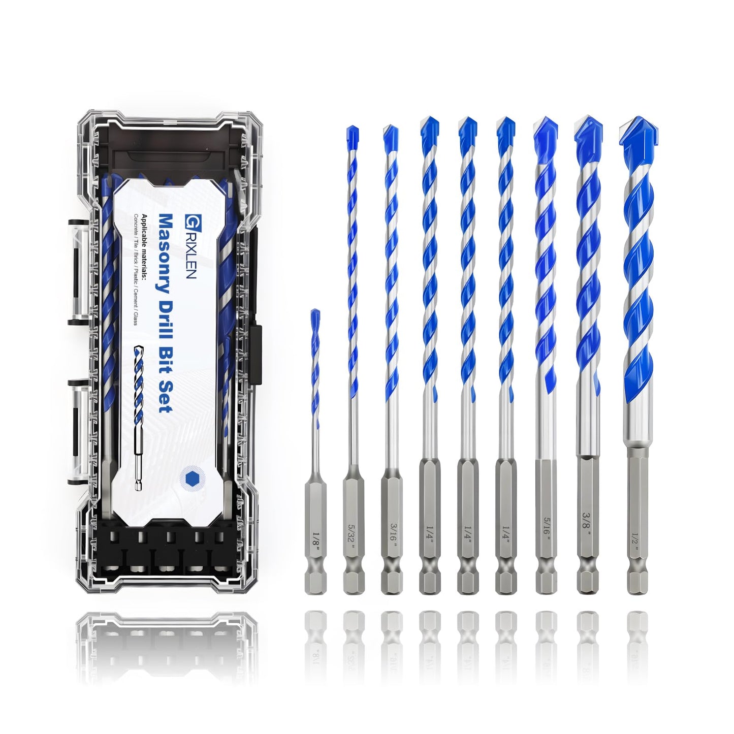 5 Pack 5/32" Masonry Drill Bit Set,Concrete Drill Bit Set,Concrete Drill Bits for Concrete, Tile,Brick, Cement,Glass (Hex Shank, 5/32 inch（ 5 Pack ）)