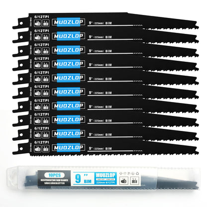 5er-Pack 9-Zoll-Säbelsägeblätter-Set, 6TPI-Sägeblätter aus Kohlenstoffstahl, Holzsägeblätter mit Organizer-Box (5, 6TPI/9 Zoll)
