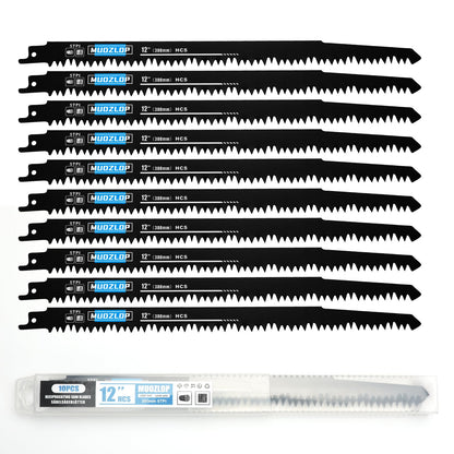 5er-Pack 9-Zoll-Säbelsägeblätter-Set, 6TPI-Sägeblätter aus Kohlenstoffstahl, Holzsägeblätter mit Organizer-Box (5, 6TPI/9 Zoll)