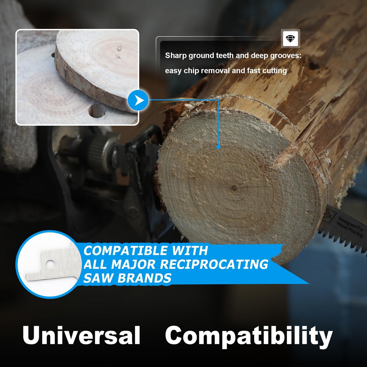 Wood Pruning Saw Blades, Japanese Teeth Reciprocating Saw Blade 5TPI for Tree Trimming, Wood Cutting with Storage Box (3, 1pcs12inch+1pcs15inch+1pcs16.5inch)