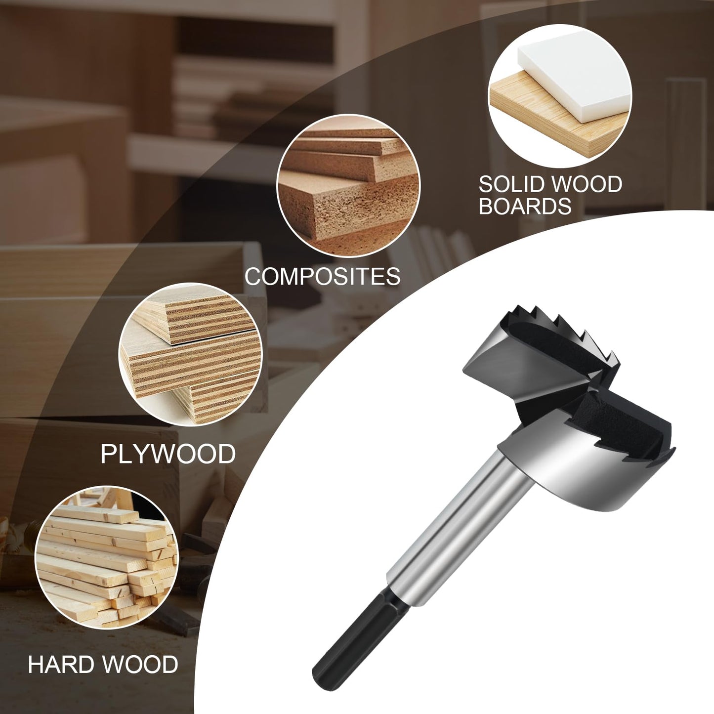 2 Inch Forstner Drill Bit for Woodworking, 2" Forstner Bit Wood Drill Bits for Holes, Hinge Cutter for Hard Wood, Plastic, Plywood HEX Shank