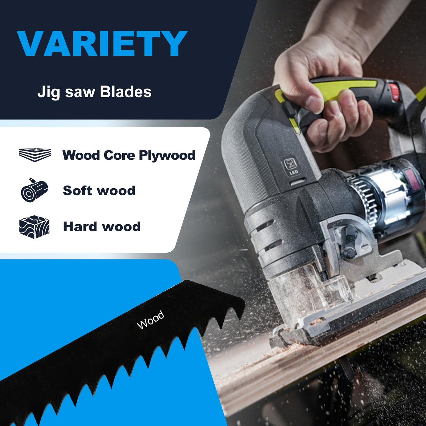 MUOZLOP20pcsT118A Jigsaw Blades，21TPI Jig Saw Blades with Storage Case,T-Shank jig Saw Blades for Metal Cutting (20pcsT118A)