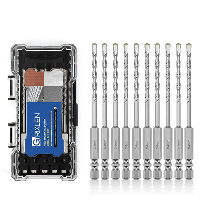 3er-Pack 1/4"(6mm) Sechskantschaft Hammerbohrer Steinbohrer, 110mm Länge Steinbohrer für Beton, Zement, Ziegel, Stein (3 Stück, 1/4" x 4.3" (6x110mm))