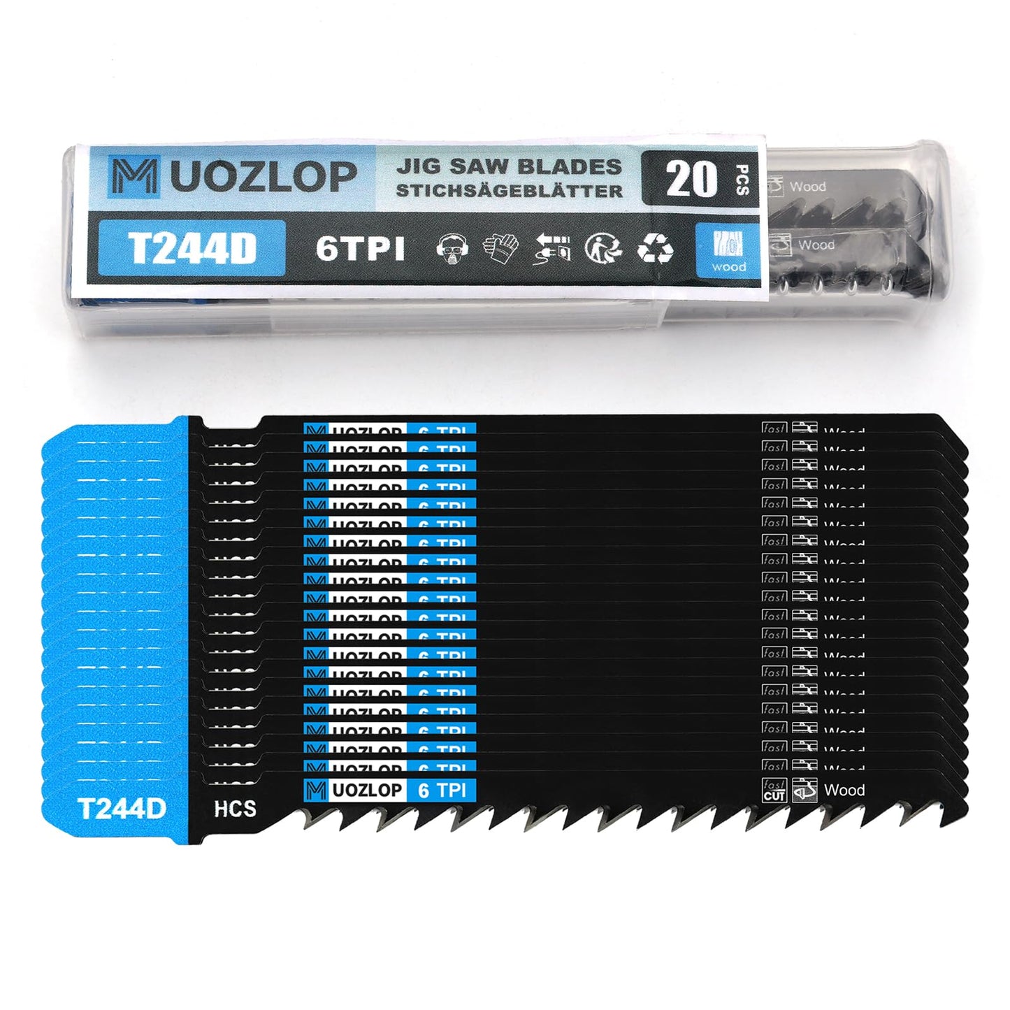 MUOZLOP20pcsT118A Jigsaw Blades，21TPI Jig Saw Blades with Storage Case,T-Shank jig Saw Blades for Metal Cutting (20pcsT118A)