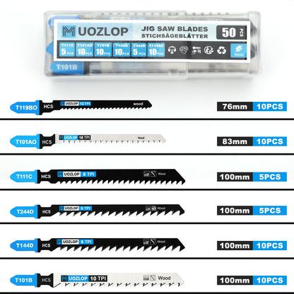 MUOZLOP 20tlg. Stichsägeblätter, 21TPI Stichsägeblätter mit Aufbewahrungsbox, T-Schaft Stichsägeblätter zum Metallschneiden (20tlg. T118A)