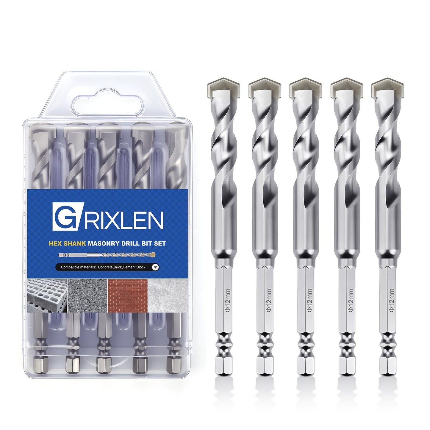 3 Pack 1/4"(6mm) Hex Shank Hammer Drill Masonry Bits, 4.3" Length Masonry Drill Bits for Concrete, Cement, Brick, Stone (3 Pieces, 1/4" x 4.3" (6x110mm))