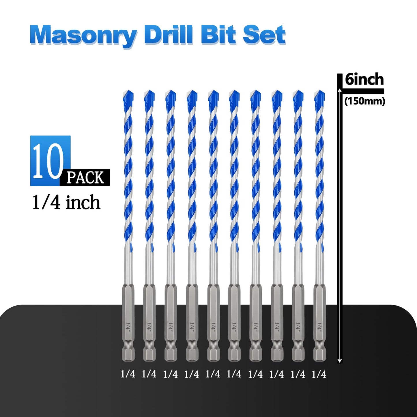 5 Pack 5/32" Masonry Drill Bit Set,Concrete Drill Bit Set,Concrete Drill Bits for Concrete, Tile,Brick, Cement,Glass (Hex Shank, 5/32 inch（ 5 Pack ）)