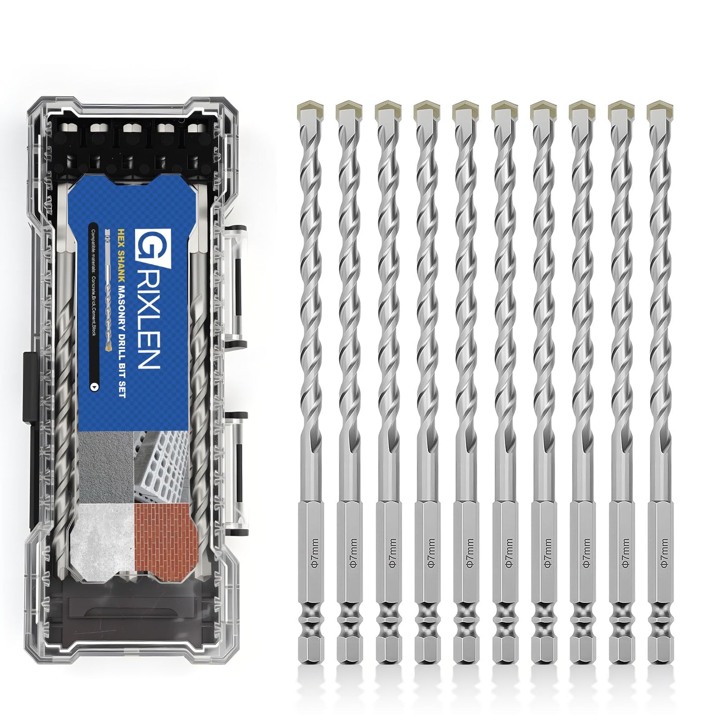 3 Pack 1/4"(6mm) Hex Shank Hammer Drill Masonry Bits, 4.3" Length Masonry Drill Bits for Concrete, Cement, Brick, Stone (3 Pieces, 1/4" x 4.3" (6x110mm))