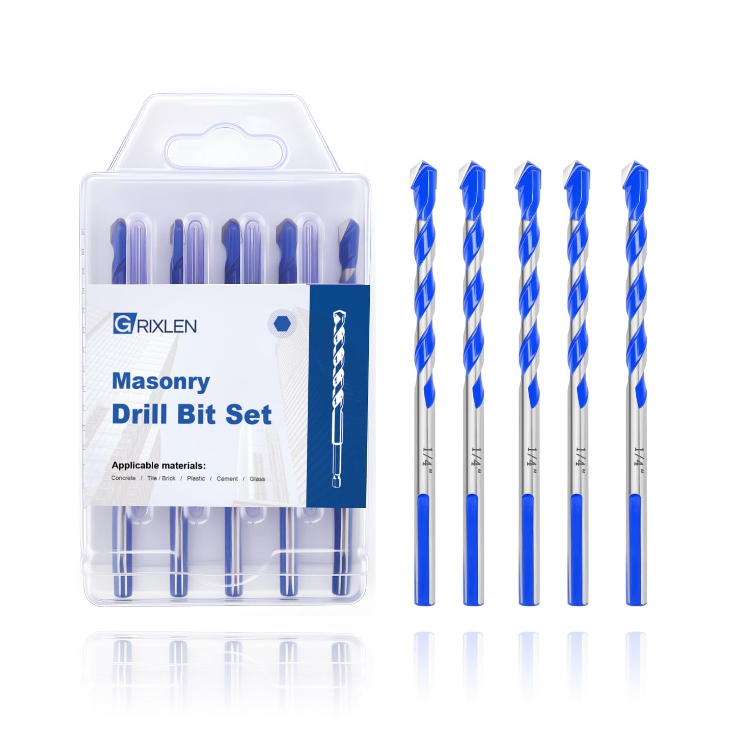 5 Pack 5/32" Masonry Drill Bit Set,Concrete Drill Bit Set,Concrete Drill Bits for Concrete, Tile,Brick, Cement,Glass (Hex Shank, 5/32 inch（ 5 Pack ）)
