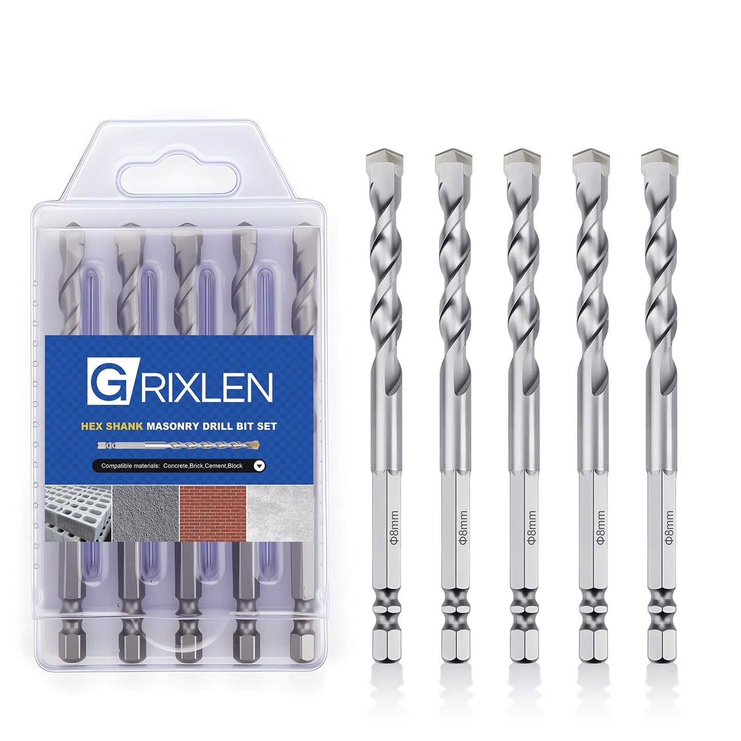 3 Pack 1/4"(6mm) Hex Shank Hammer Drill Masonry Bits, 4.3" Length Masonry Drill Bits for Concrete, Cement, Brick, Stone (3 Pieces, 1/4" x 4.3" (6x110mm))