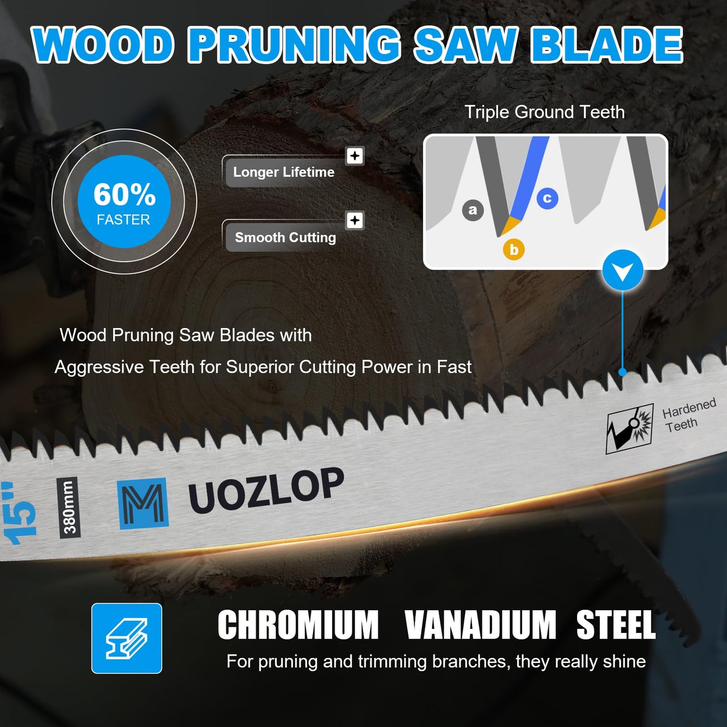 Wood Pruning Saw Blades, Japanese Teeth Reciprocating Saw Blade 5TPI for Tree Trimming, Wood Cutting with Storage Box (3, 1pcs12inch+1pcs15inch+1pcs16.5inch)