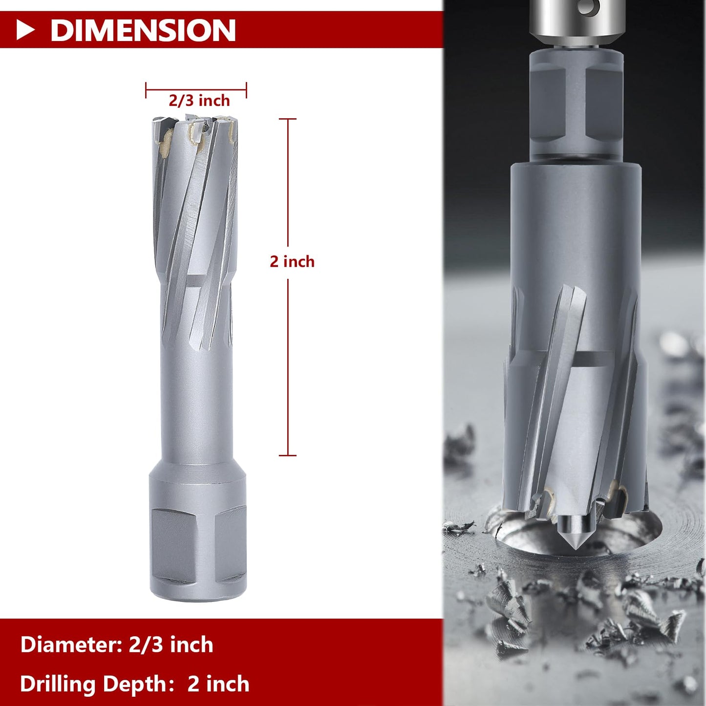 3" x 1-3/8" Annular Cutter with Weldon Shank,75mm Carbide Tip Annular Drill Bit for Stainless Steel, Iron (1-3/8" Depth, 3" (75mm) Diameter)