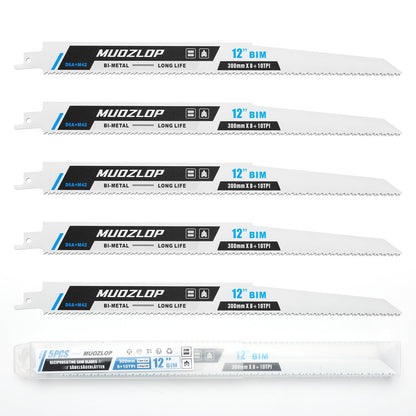 5er-Pack 9-Zoll-Säbelsägeblätter-Set, 6TPI-Sägeblätter aus Kohlenstoffstahl, Holzsägeblätter mit Organizer-Box (5, 6TPI/9 Zoll)