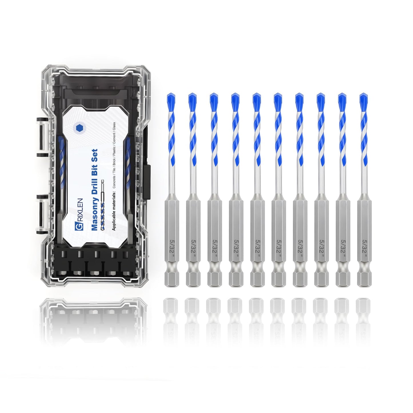5 Pack 5/32" Masonry Drill Bit Set,Concrete Drill Bit Set,Concrete Drill Bits for Concrete, Tile,Brick, Cement,Glass (Hex Shank, 5/32 inch（ 5 Pack ）)