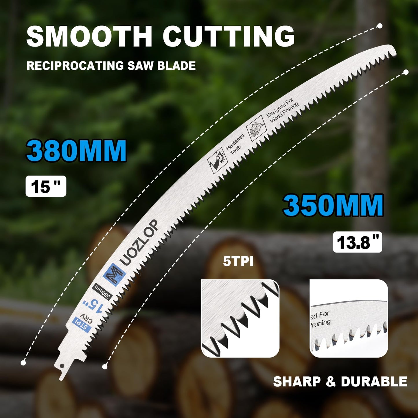 Wood Pruning Saw Blades, Japanese Teeth Reciprocating Saw Blade 5TPI for Tree Trimming, Wood Cutting with Storage Box (3, 1pcs12inch+1pcs15inch+1pcs16.5inch)