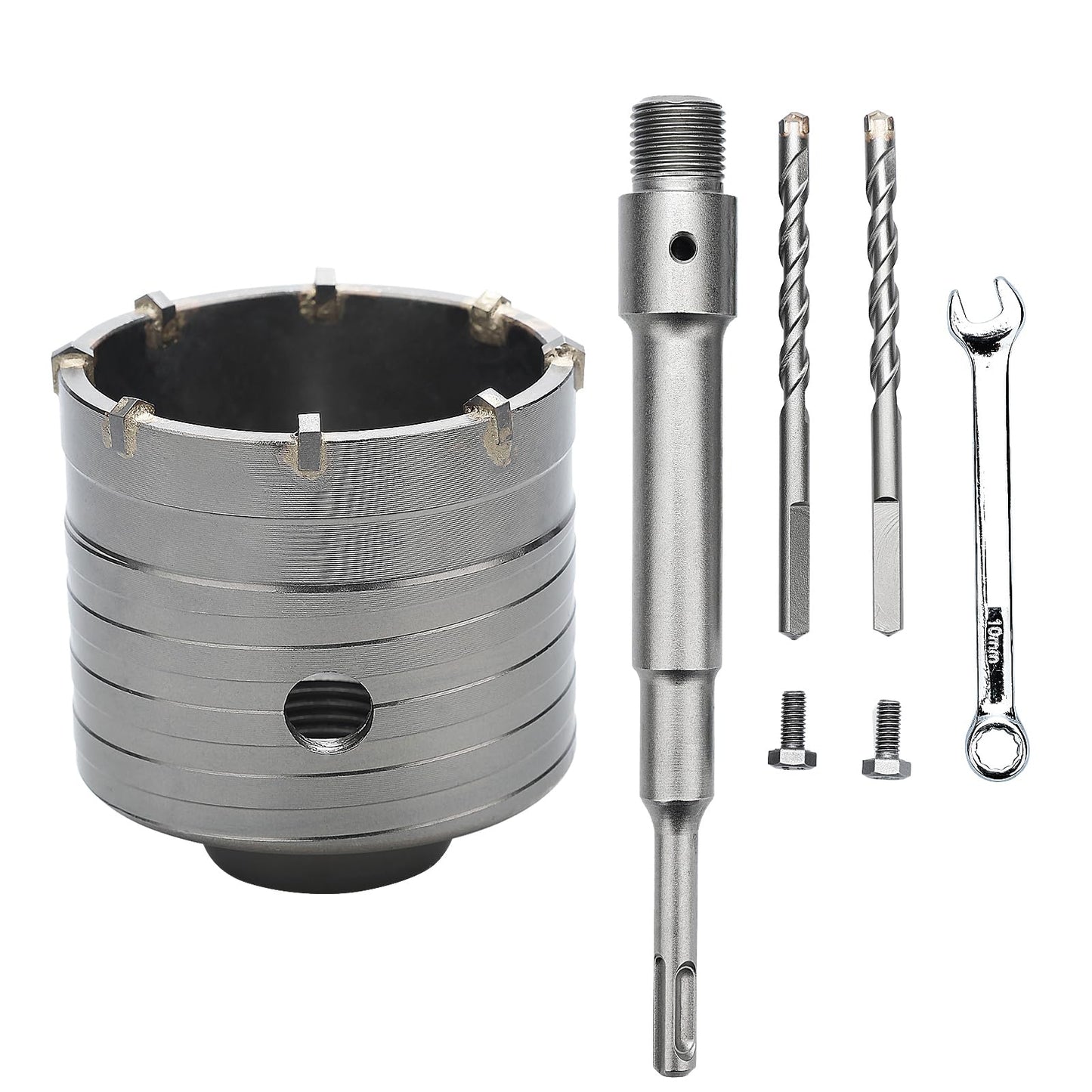3 inch / 75mm Concrete Hole Saw with SDS Plus Shank Connecting Rod, 6.3mm Tungsten Carbide Tip for Concrete Cement Brick Wall