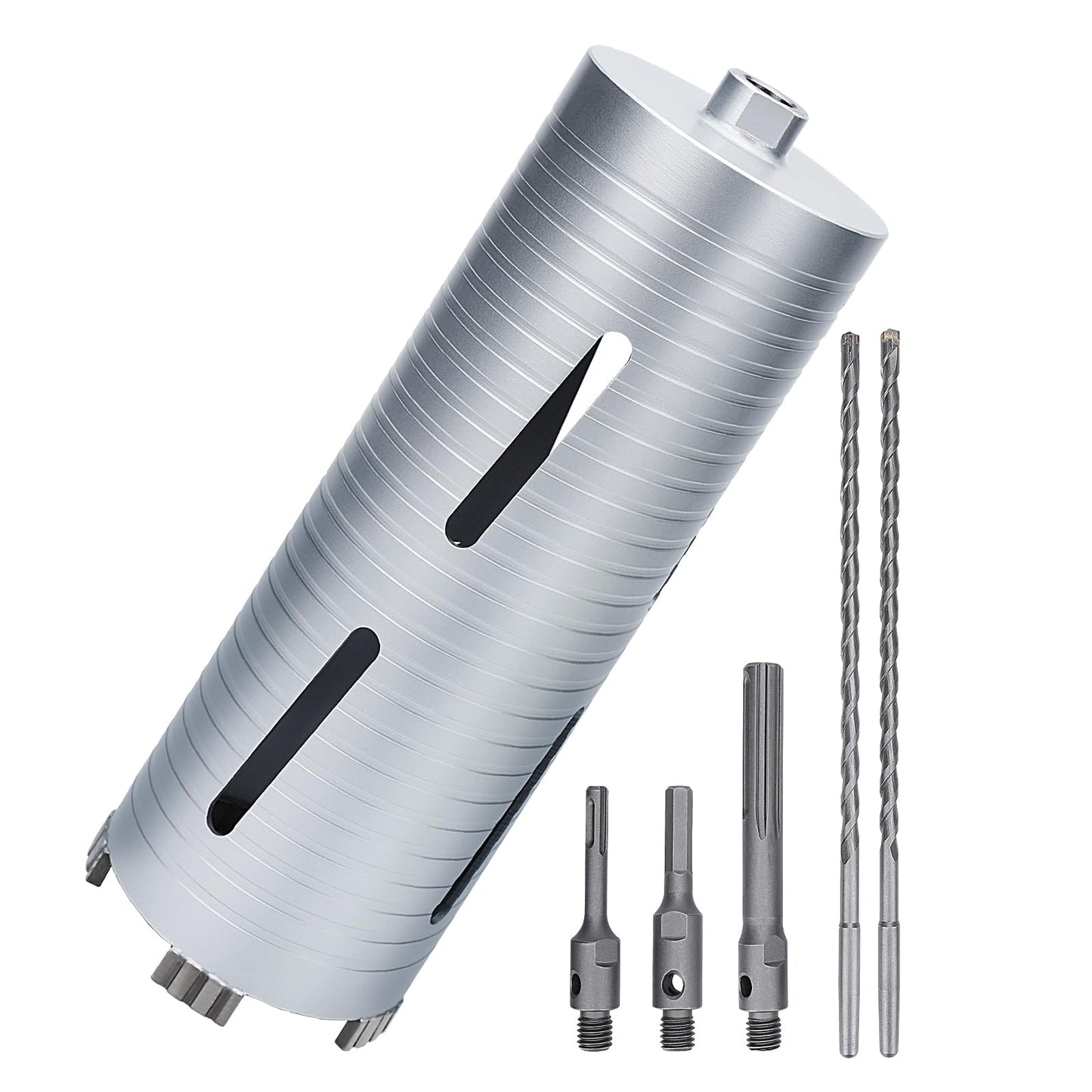 3 inch Diamond Dry Core Drill Bit, 10" Drilling Depth, 5/8"-11 Thread Core Drill Bit for Concrete Masonry Brick Block, Includes 3 Adapters SDS Plus, SDS Max and Hex (3 inch)
