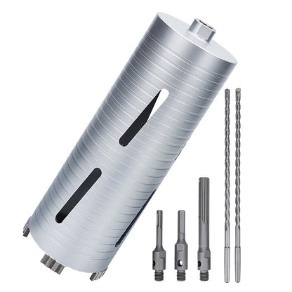 76 mm Diamant-Trockenbohrkrone, 254 mm Bohrtiefe, 5/8"-11 Gewinde Kernbohrer für Beton Mauerwerk Ziegelstein, inklusive 3 Adapter SDS Plus, SDS Max und Sechskant (76 mm)