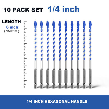 5er-Pack 3/16 Zoll Fliesenbohrer, Sechskantschaft-Stufenbohrer für Fliesen, Beton, Porzellan, Ziegel, Glas, Zement, 15,2 cm Länge