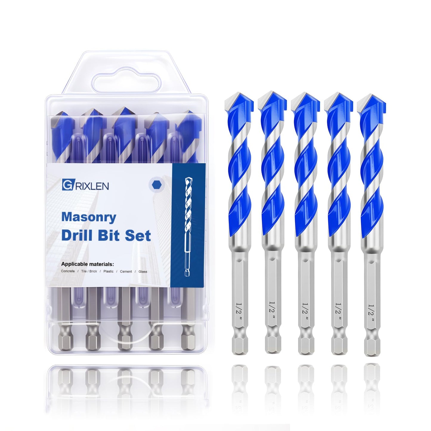 5 Pack 5/32" Masonry Drill Bit Set,Concrete Drill Bit Set,Concrete Drill Bits for Concrete, Tile,Brick, Cement,Glass (Hex Shank, 5/32 inch（ 5 Pack ）)