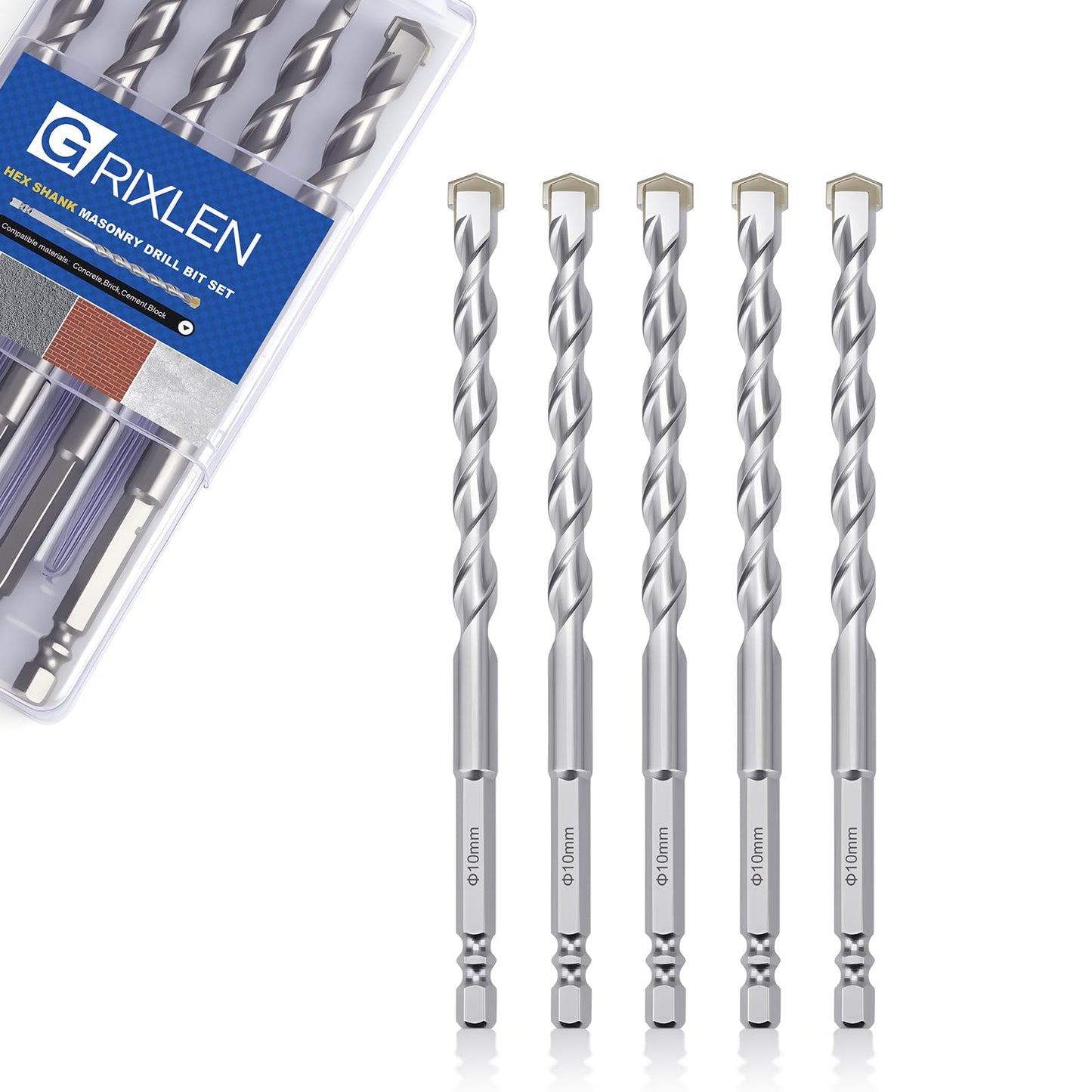 3 Pack 1/4"(6mm) Hex Shank Hammer Drill Masonry Bits, 4.3" Length Masonry Drill Bits for Concrete, Cement, Brick, Stone (3 Pieces, 1/4" x 4.3" (6x110mm))