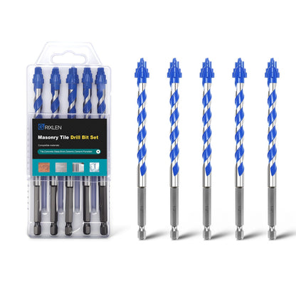 5er-Pack 3/16 Zoll Fliesenbohrer, Sechskantschaft-Stufenbohrer für Fliesen, Beton, Porzellan, Ziegel, Glas, Zement, 15,2 cm Länge