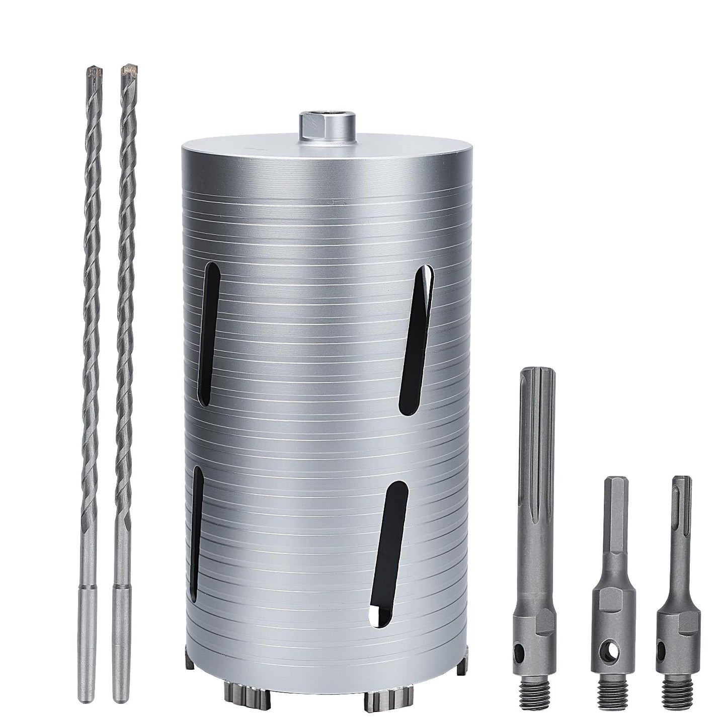 3 inch Diamond Dry Core Drill Bit, 10" Drilling Depth, 5/8"-11 Thread Core Drill Bit for Concrete Masonry Brick Block, Includes 3 Adapters SDS Plus, SDS Max and Hex (3 inch)