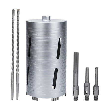 76 mm Diamant-Trockenbohrkrone, 254 mm Bohrtiefe, 5/8"-11 Gewinde Kernbohrer für Beton Mauerwerk Ziegelstein, inklusive 3 Adapter SDS Plus, SDS Max und Sechskant (76 mm)