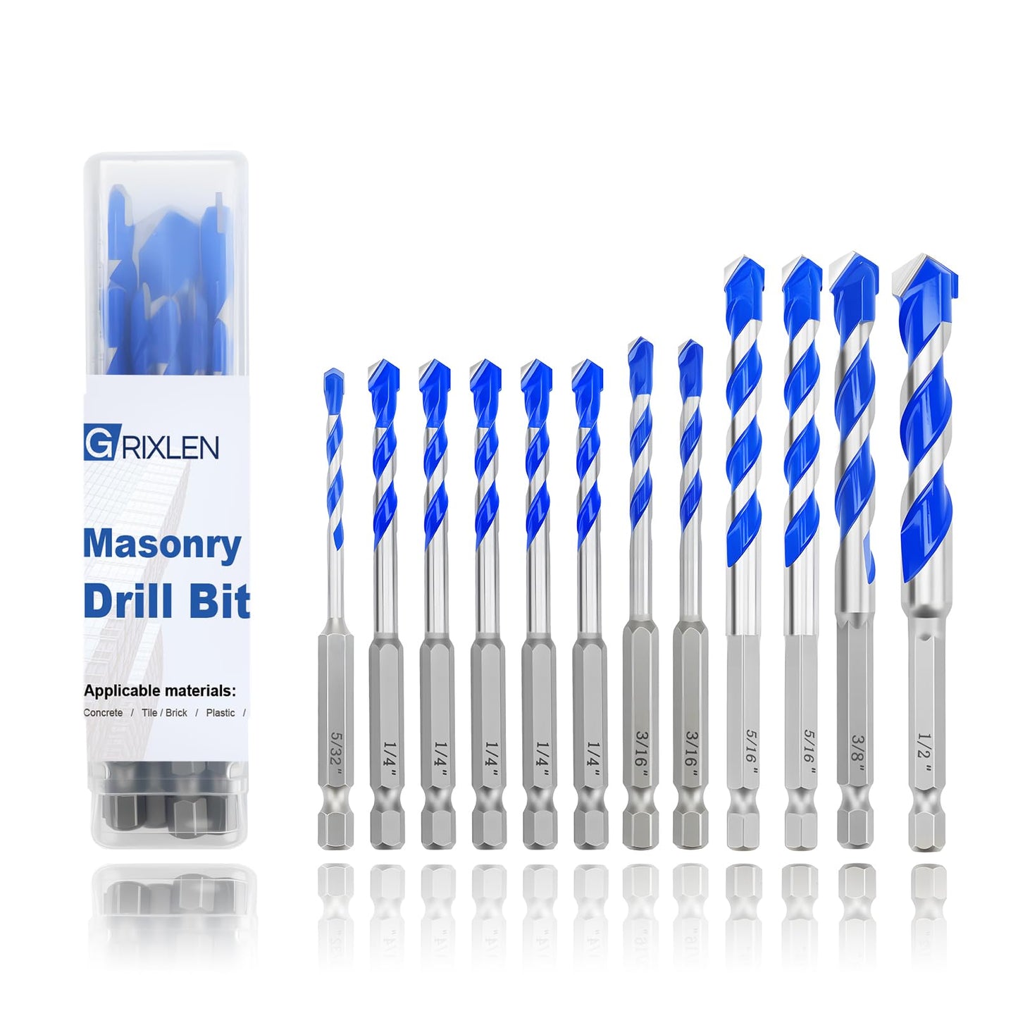5 Pack 5/32" Masonry Drill Bit Set,Concrete Drill Bit Set,Concrete Drill Bits for Concrete, Tile,Brick, Cement,Glass (Hex Shank, 5/32 inch（ 5 Pack ）)