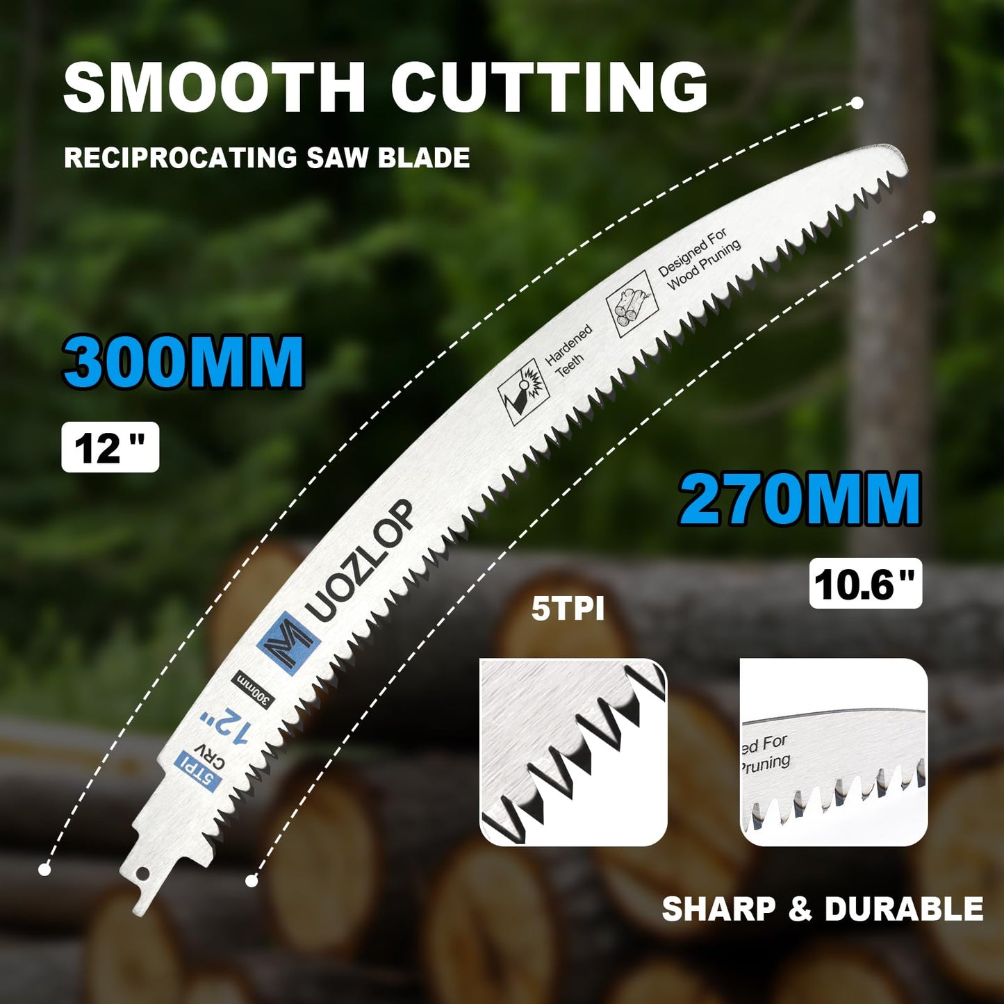 Wood Pruning Saw Blades, Japanese Teeth Reciprocating Saw Blade 5TPI for Tree Trimming, Wood Cutting with Storage Box (3, 1pcs12inch+1pcs15inch+1pcs16.5inch)