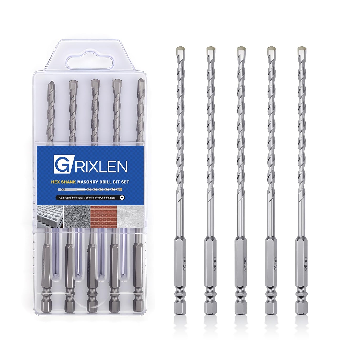 3 Pack 1/4"(6mm) Hex Shank Hammer Drill Masonry Bits, 4.3" Length Masonry Drill Bits for Concrete, Cement, Brick, Stone (3 Pieces, 1/4" x 4.3" (6x110mm))
