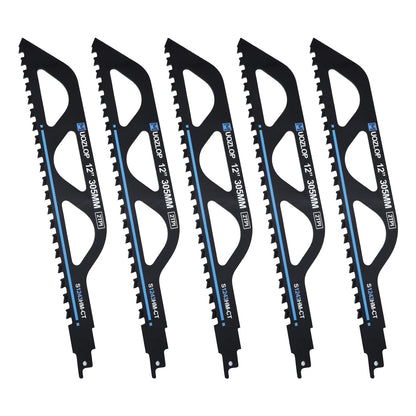 12 Zoll Mauerwerk-Säbelsägeblätter, 2ZpZ Hartmetallklinge, starke Zähne zum Schneiden von Ziegel, Zement, Porenbeton, 3er-Pack (3, 12 Zoll)
