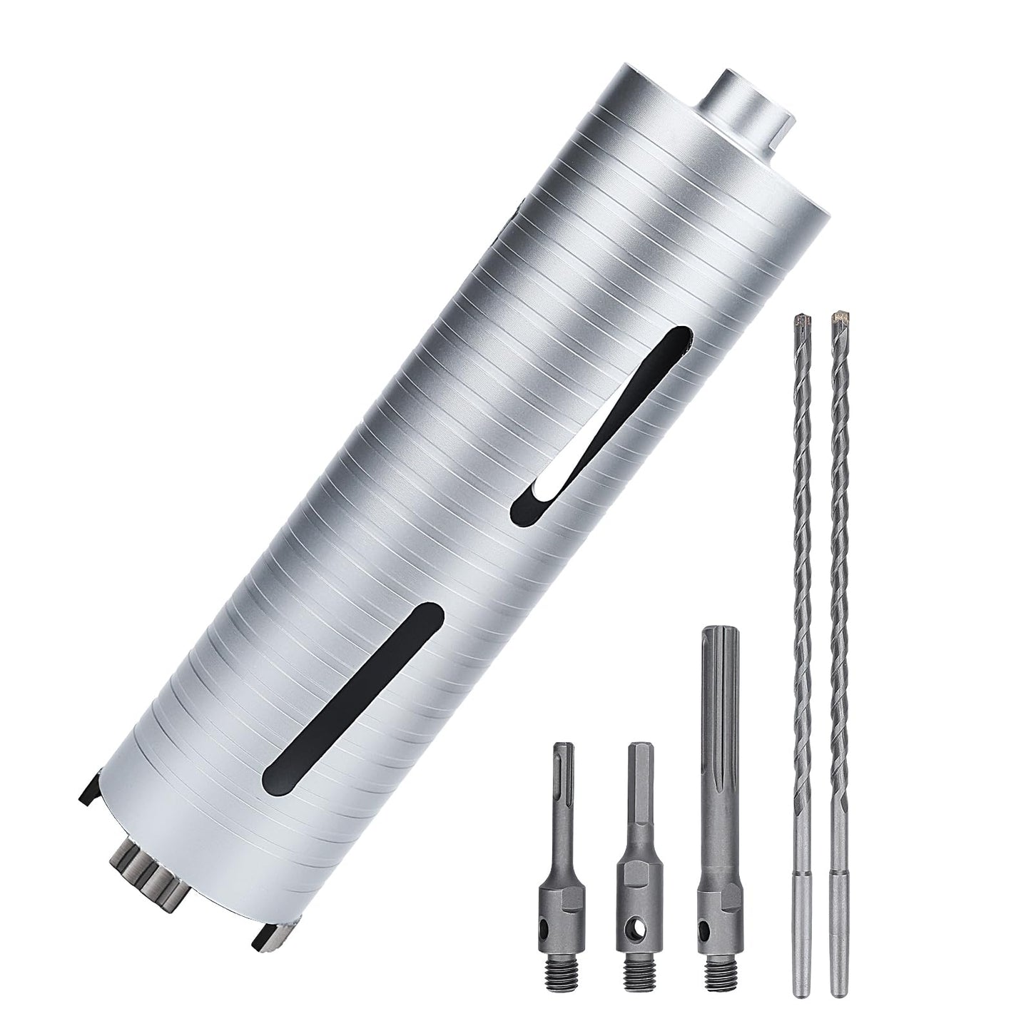 3 inch Diamond Dry Core Drill Bit, 10" Drilling Depth, 5/8"-11 Thread Core Drill Bit for Concrete Masonry Brick Block, Includes 3 Adapters SDS Plus, SDS Max and Hex (3 inch)