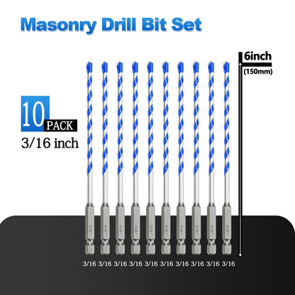 5er-Pack 5/32" Mauerbohrer-Set, Betonbohrer-Set, Betonbohrer für Beton, Fliesen, Ziegel, Zement, Glas (Sechskantschaft, 5/32 Zoll (5er-Pack))