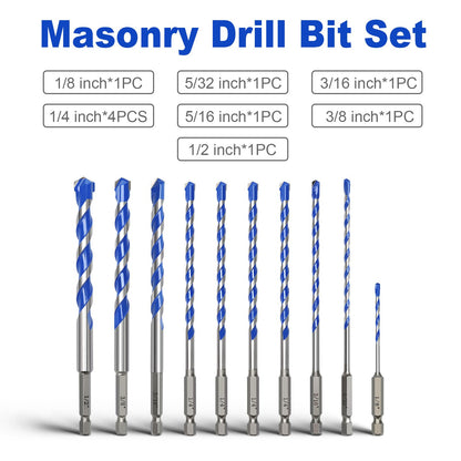 5er-Pack 3,2 mm Mauerwerksbohrer-Set, Betonbohrer-Set mit Sechskantschaft, Hartmetallbohrer für Beton, Zement, Fliesen, Ziegel, Kunststoff und Keramik (3,2 mm (5 Stück))