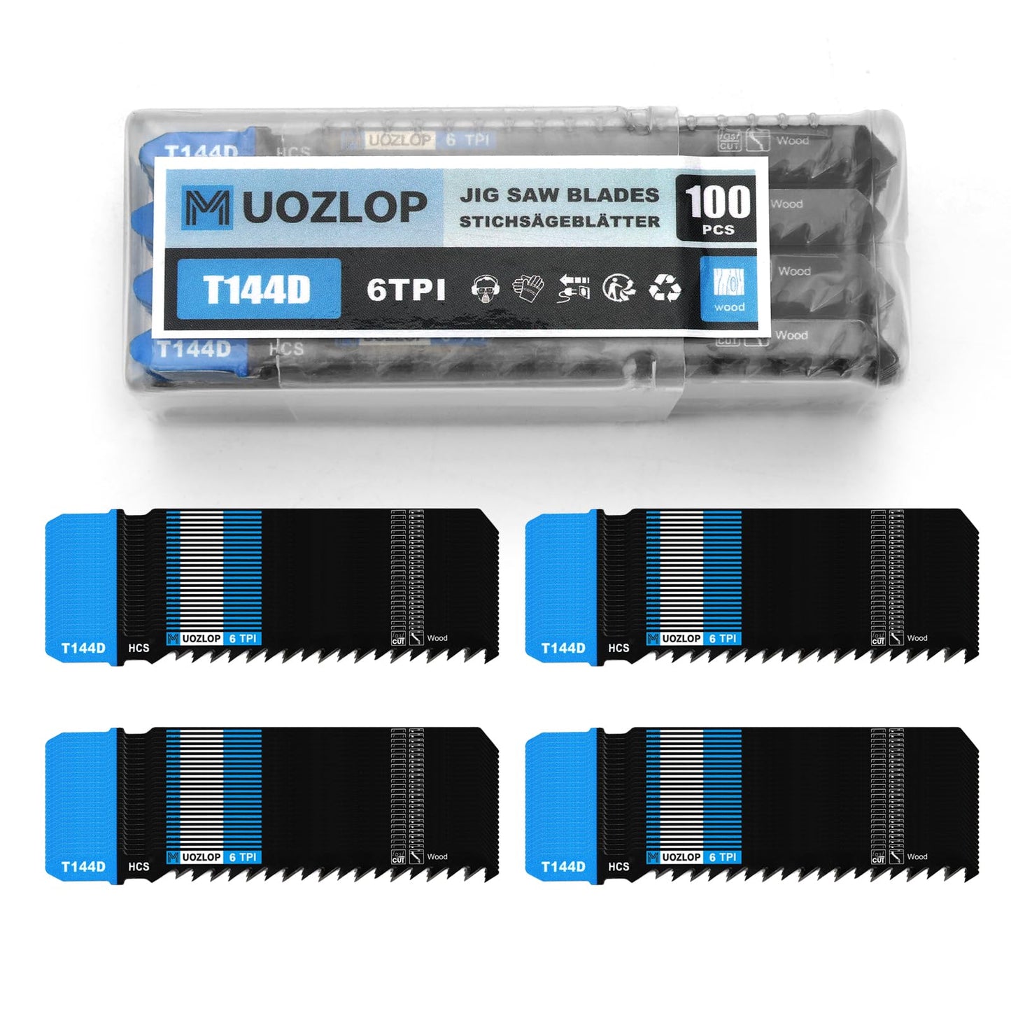 MUOZLOP20pcsT118A Jigsaw Blades，21TPI Jig Saw Blades with Storage Case,T-Shank jig Saw Blades for Metal Cutting (20pcsT118A)