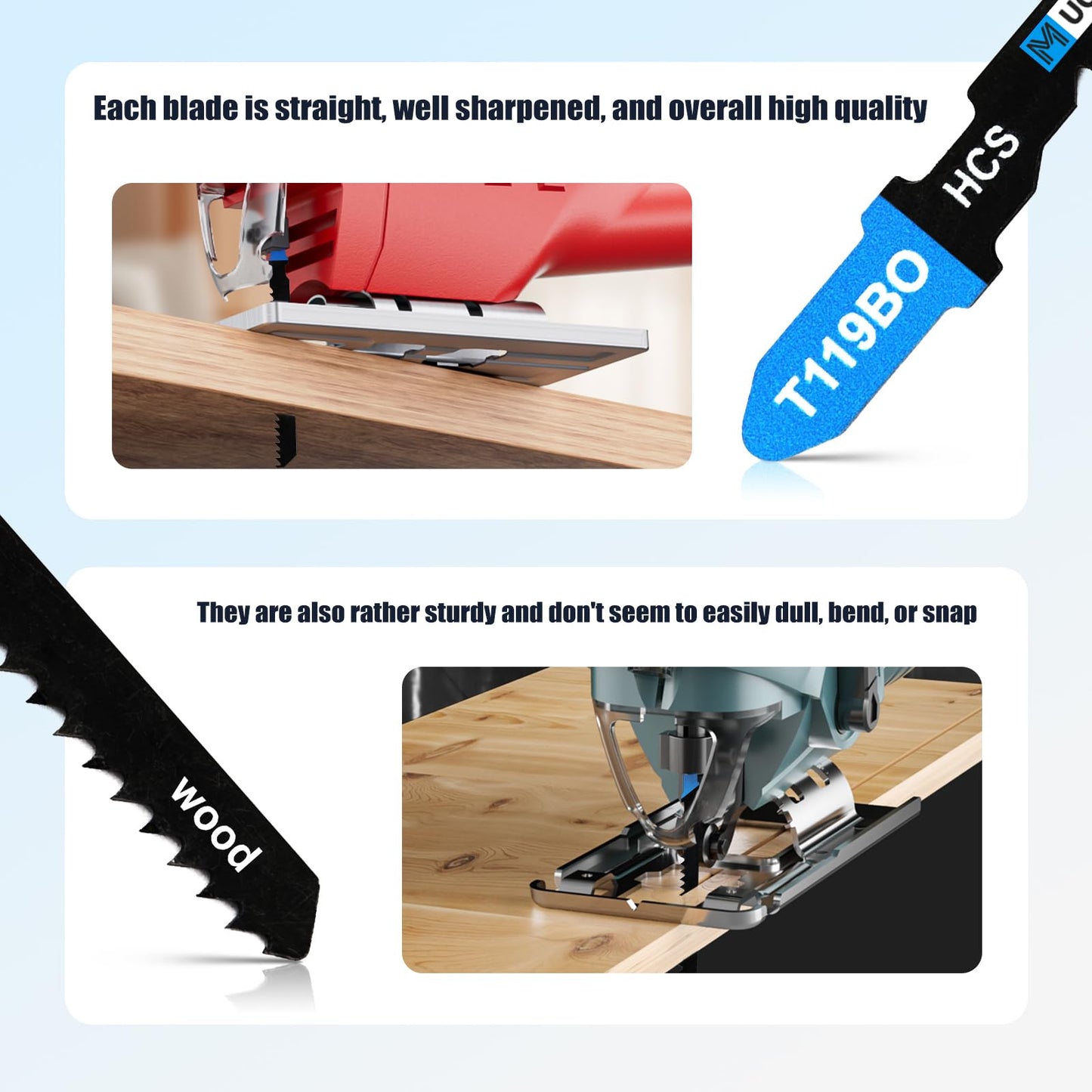 MUOZLOP20pcsT118A Jigsaw Blades，21TPI Jig Saw Blades with Storage Case,T-Shank jig Saw Blades for Metal Cutting (20pcsT118A)
