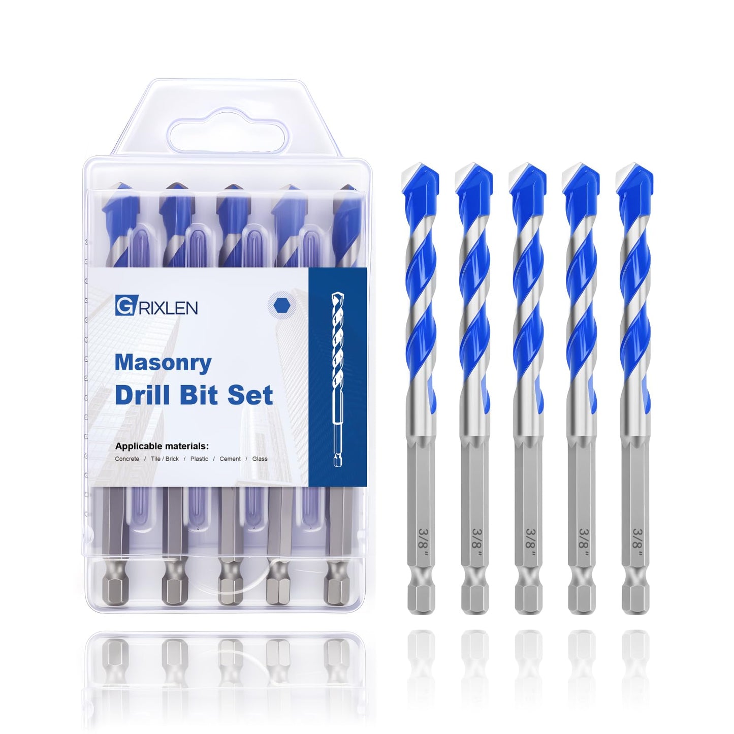 5 Pack 5/32" Masonry Drill Bit Set,Concrete Drill Bit Set,Concrete Drill Bits for Concrete, Tile,Brick, Cement,Glass (Hex Shank, 5/32 inch（ 5 Pack ）)